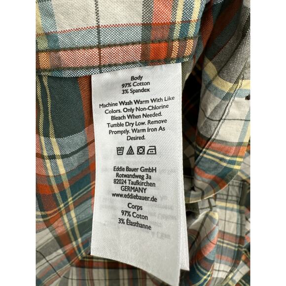 Eddie Bauer Shirt Men XL TALL Green Earth Tone Plaid Classic Fit Button Up - Picture 7 of 10